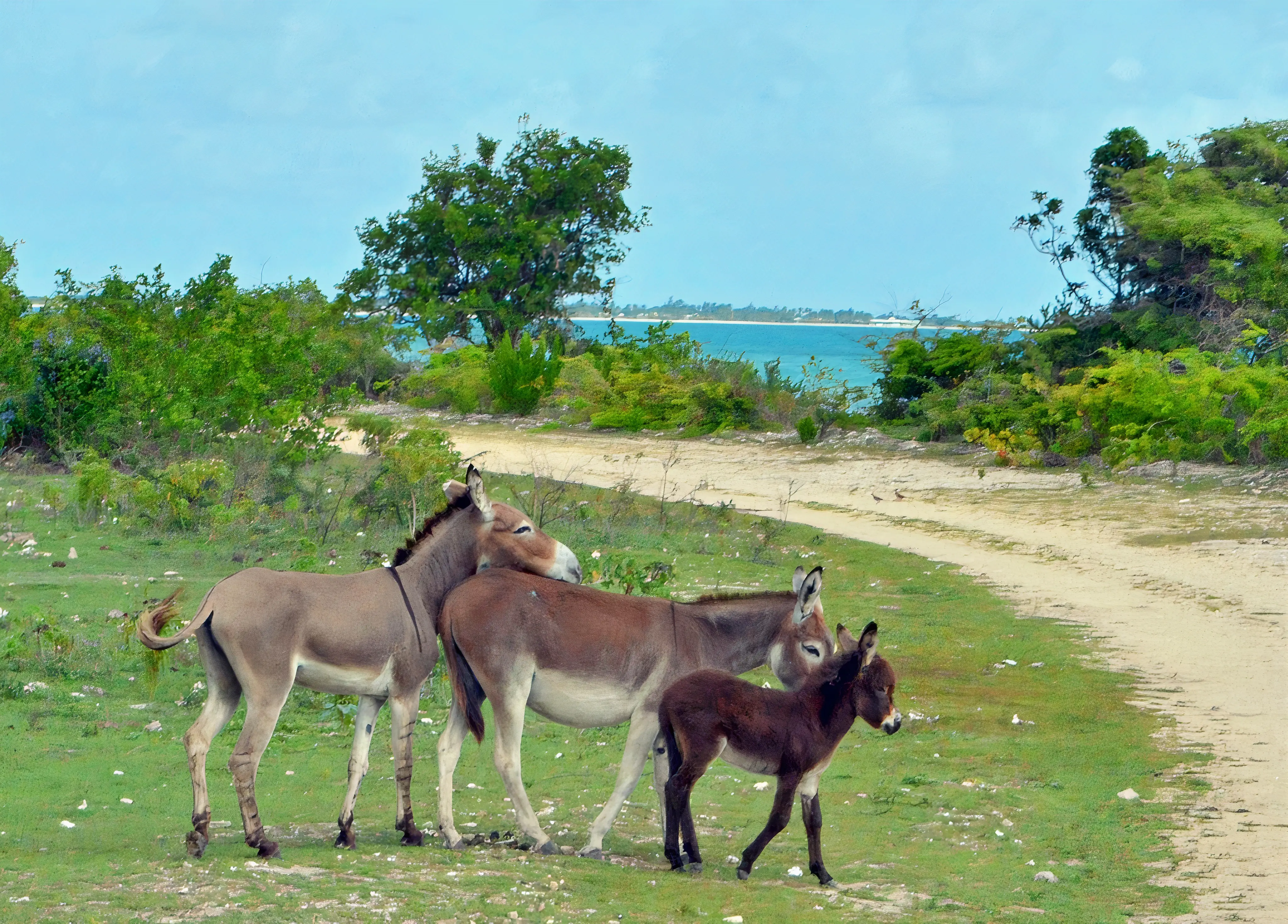 Wild roaming donkeys (Barbuda)
