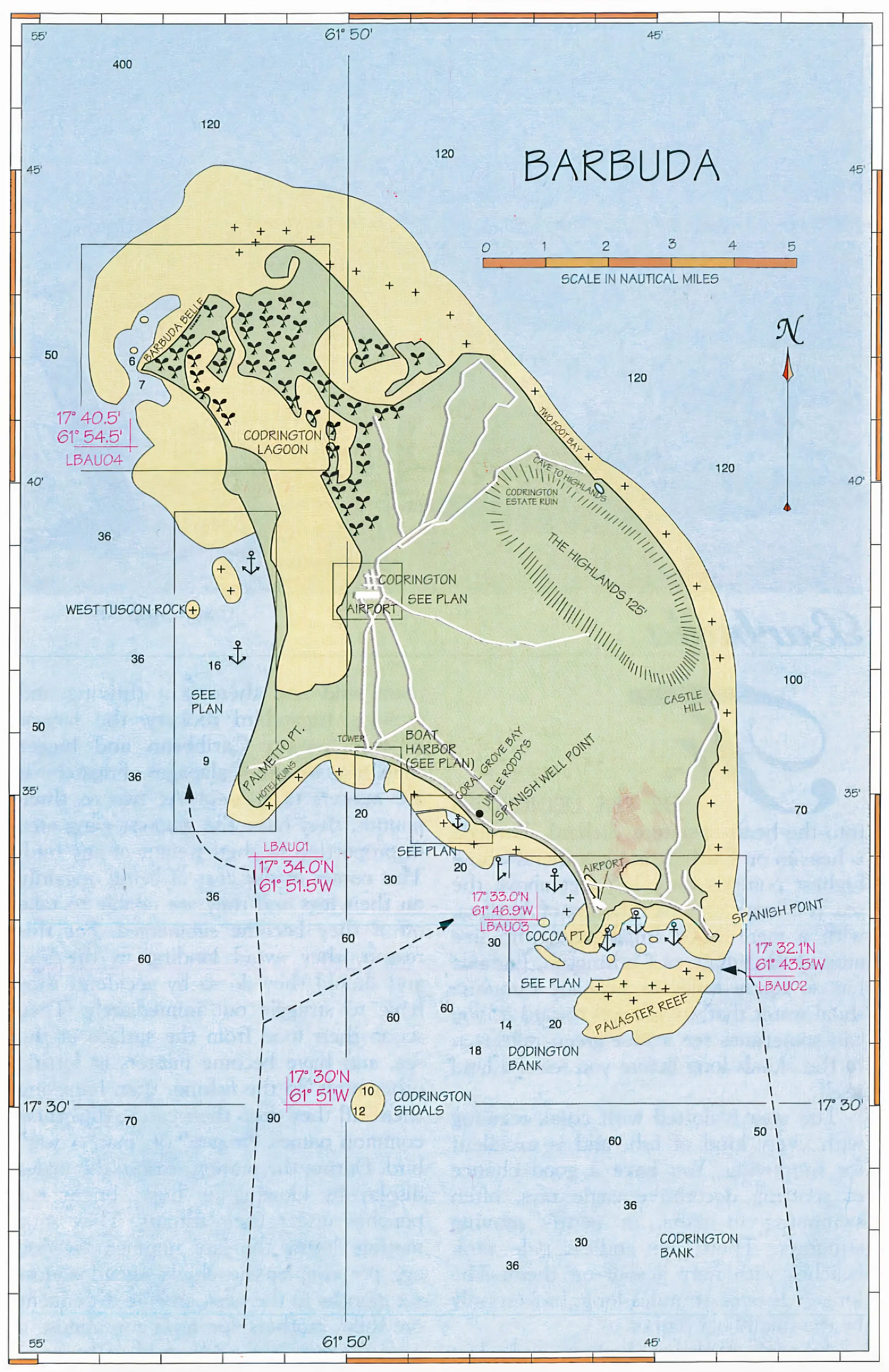 Nautical overview chart of Barbuda