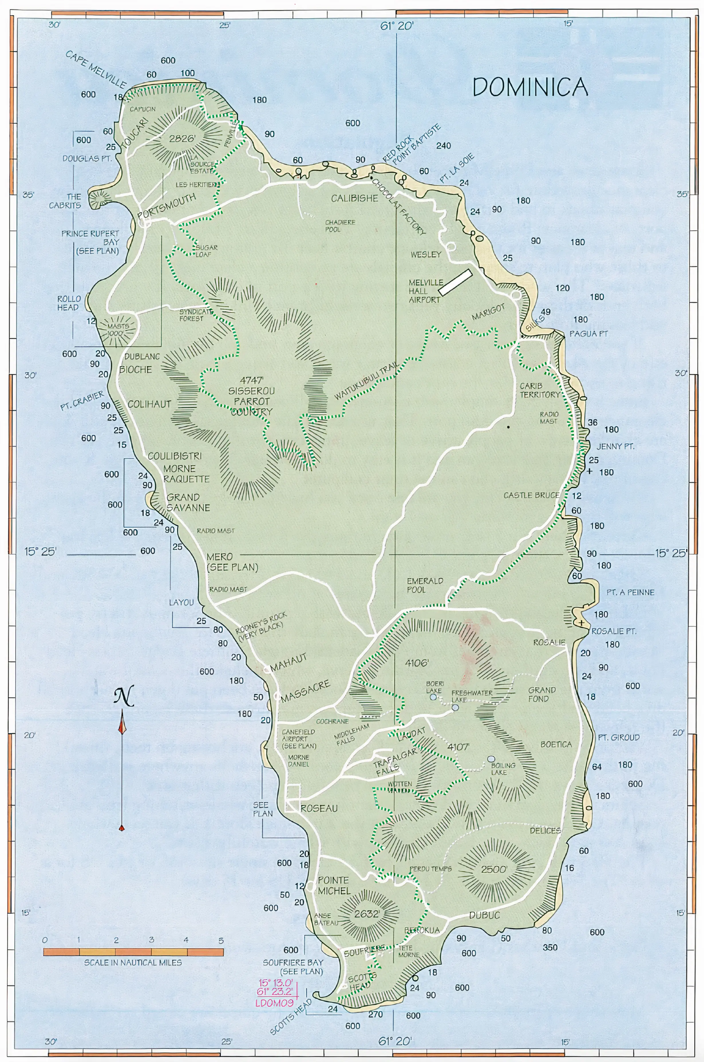 Nautical overview chart of Dominica