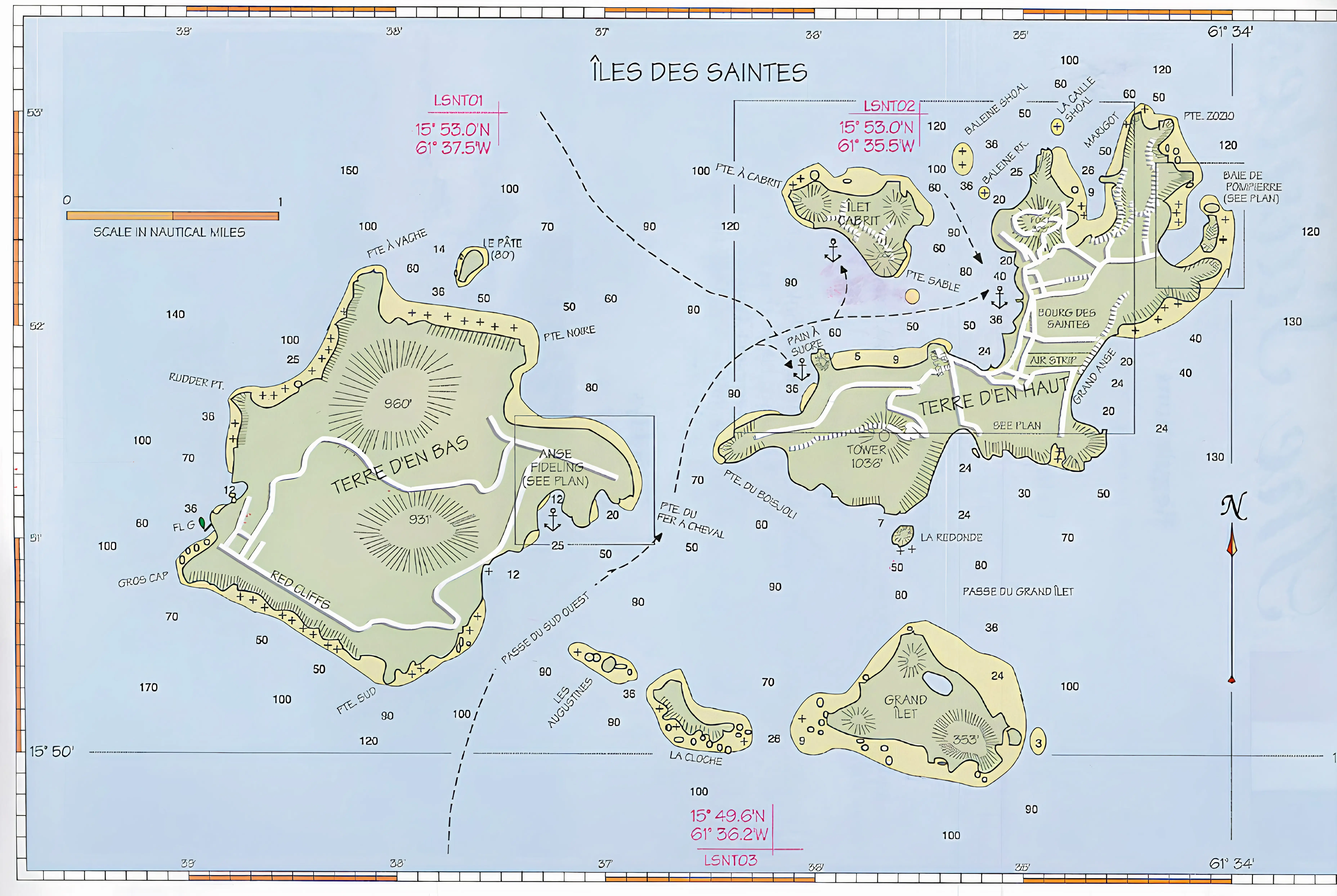 Nautical overview chart of Les Saintes (Guadeloupe)