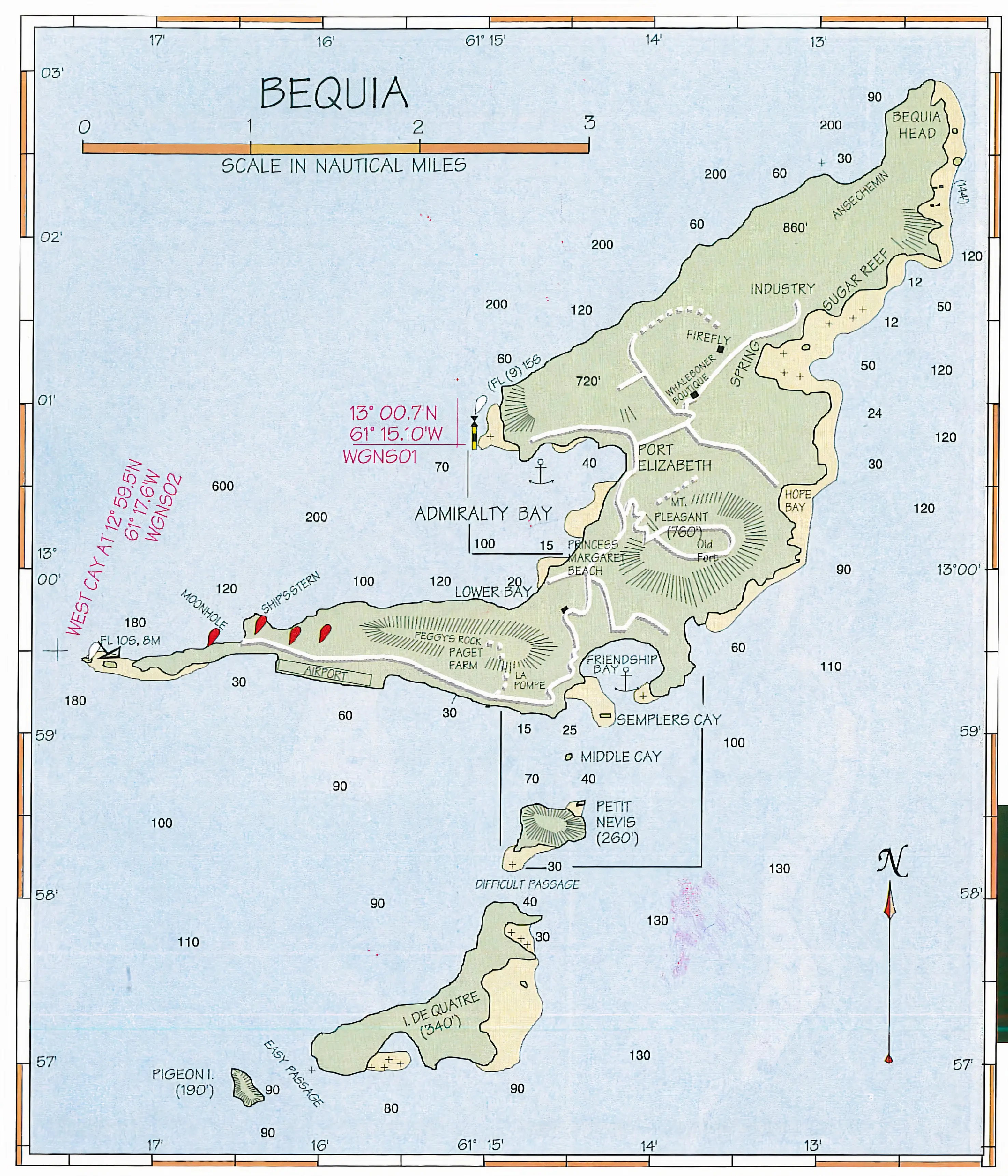 Nautical overview chart of Bequia