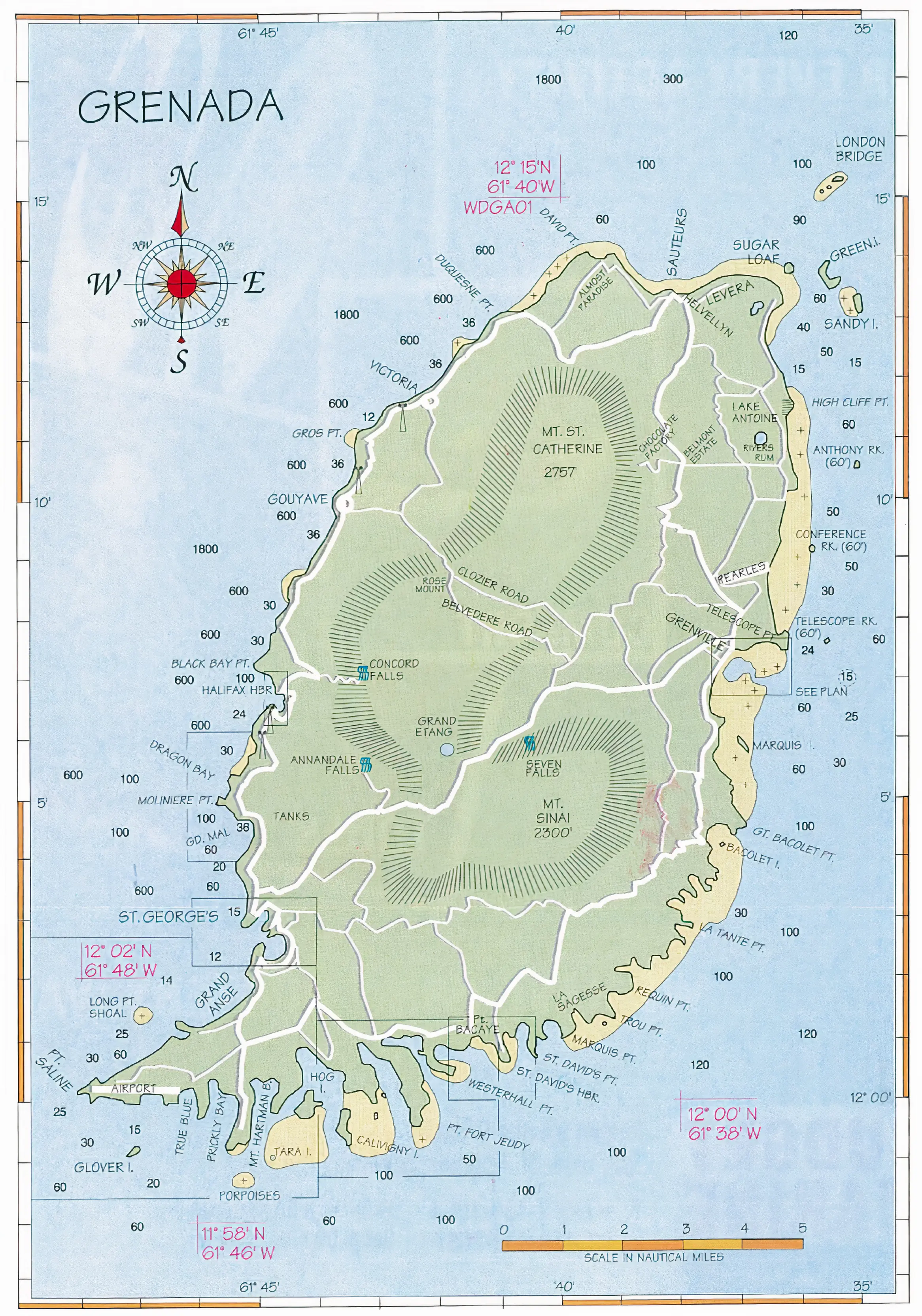 Nautical overview chart of Grenada